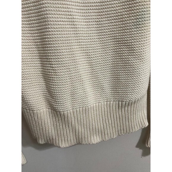 Talbots Womens Sweater Faux Wrap Shawl Collar Chunky Knit Pullover  Ivory Size M - Picture 8 of 11
